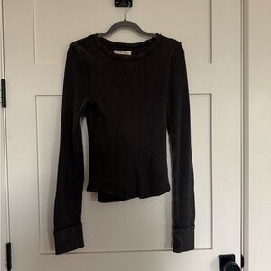 We The Free Charcoal Waffle Knit Top